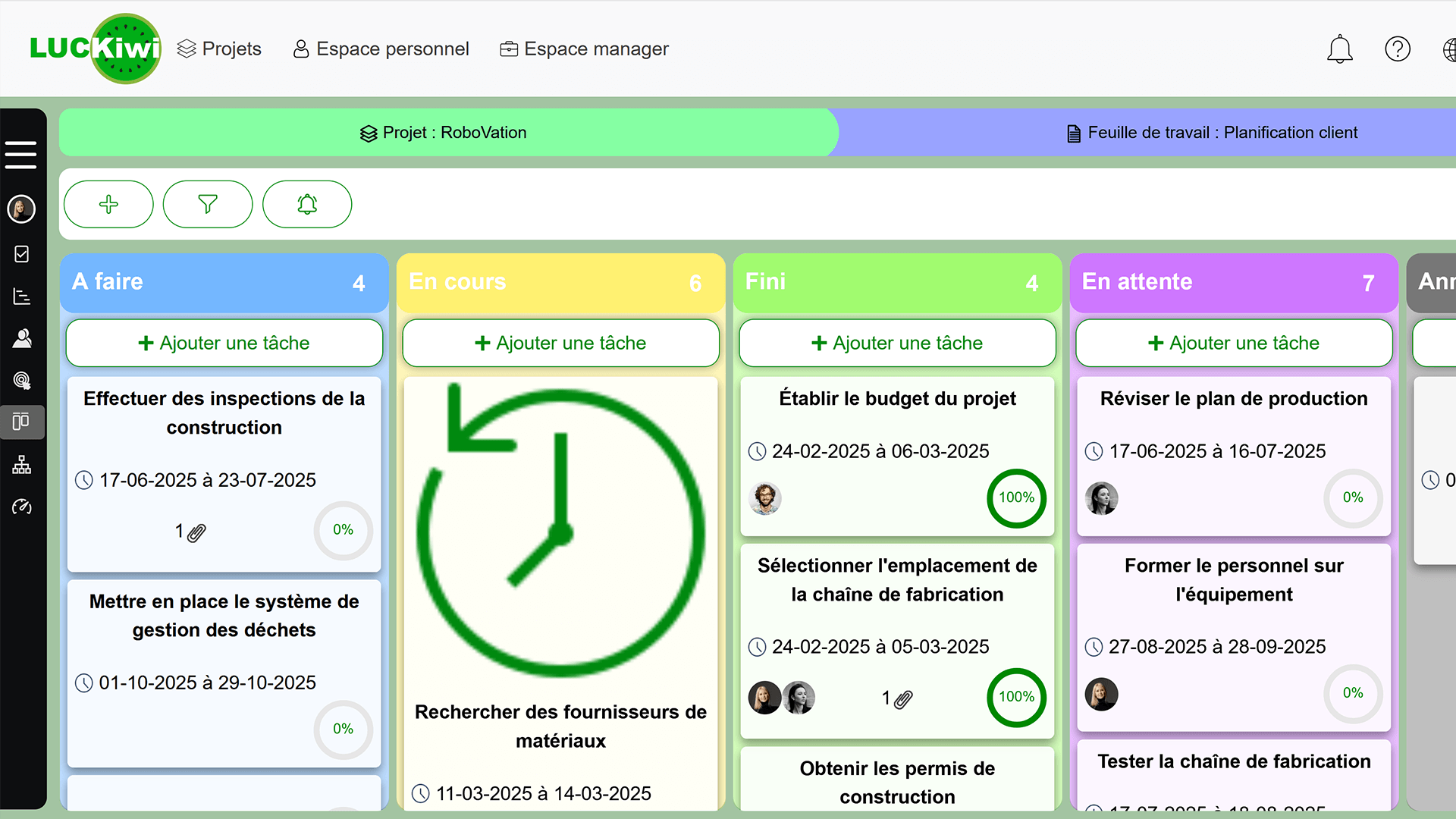 Visual board displaying task organization with project overview